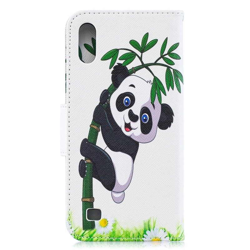 Leren Hoesje Samsung Galaxy A10 Panda Op Bamboe