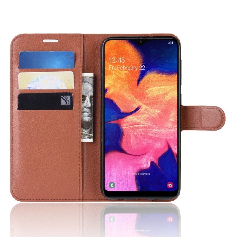 Leren Hoesje Samsung Galaxy A10 Wit Zwart Fantastisch Kunstleer