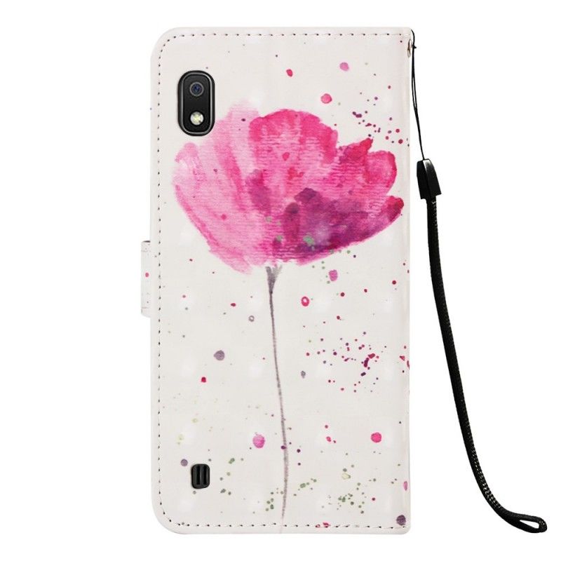 Leren Hoesje voor Samsung Galaxy A10 Aquarel Klaproos