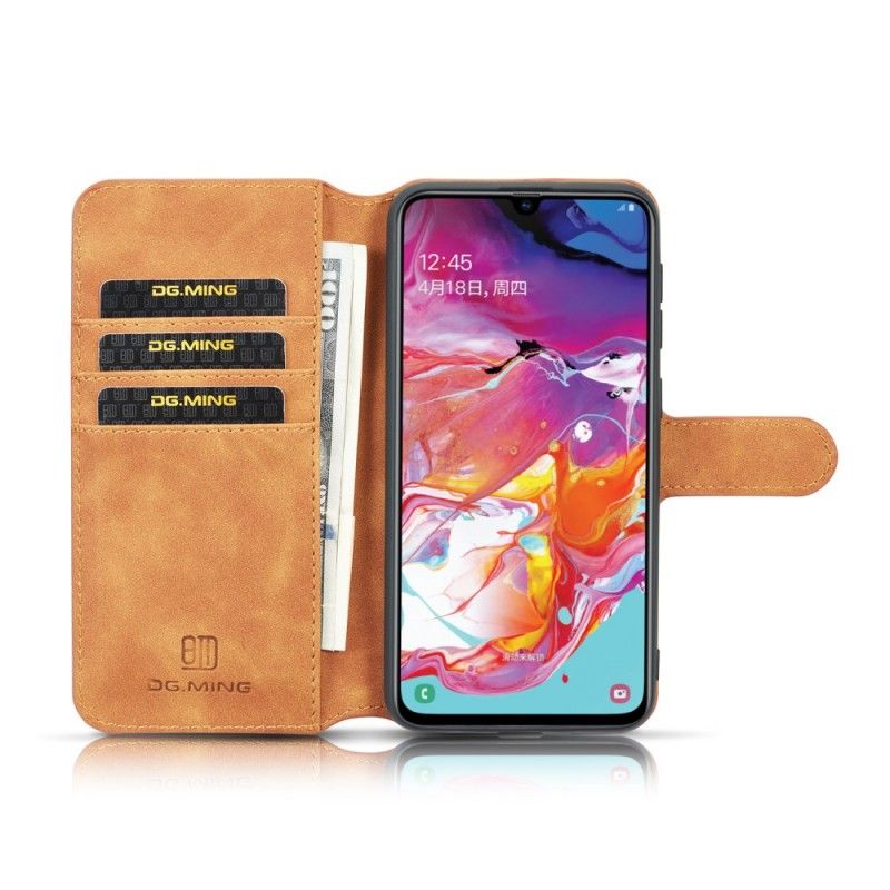 Leren Hoesje voor Samsung Galaxy A10 Grijs Zwart Retro Dg.Ming