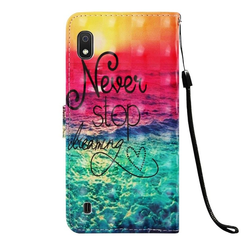 Leren Hoesje voor Samsung Galaxy A10 Stop Nooit Met Dromen