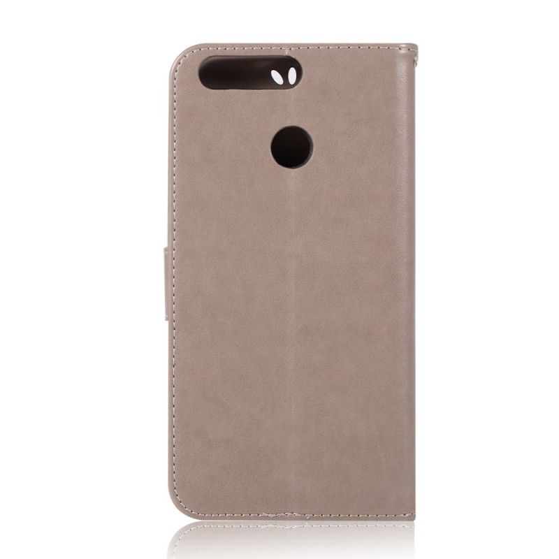 Flip Case Leren Honor View 20 Roségoud Zwart Uil Dromenvanger Met Leereffect