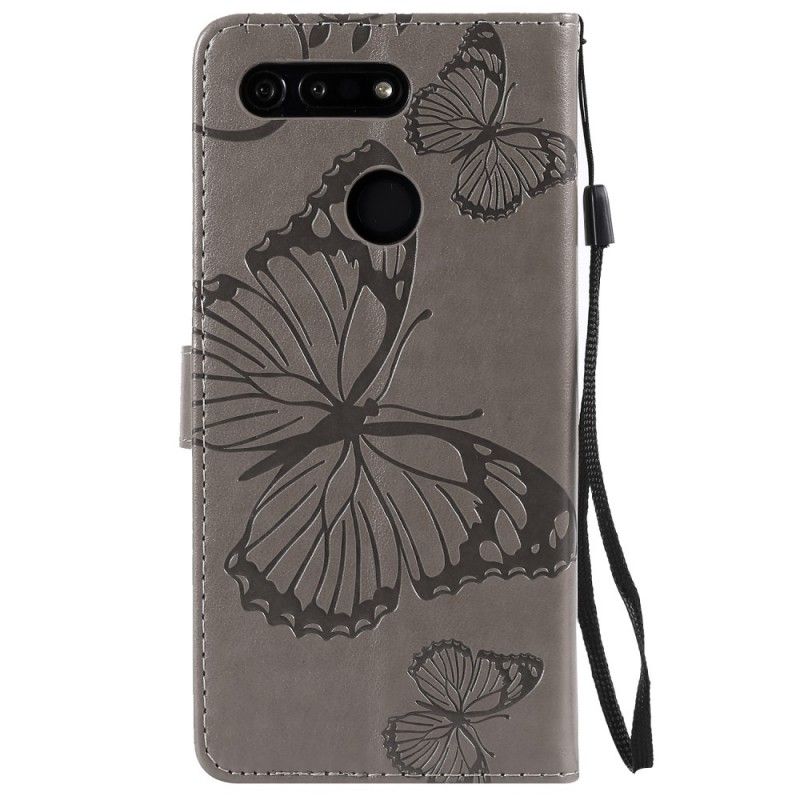 Leren Hoesje voor Honor View 20 Lichtpaars Reuze String Vlinders