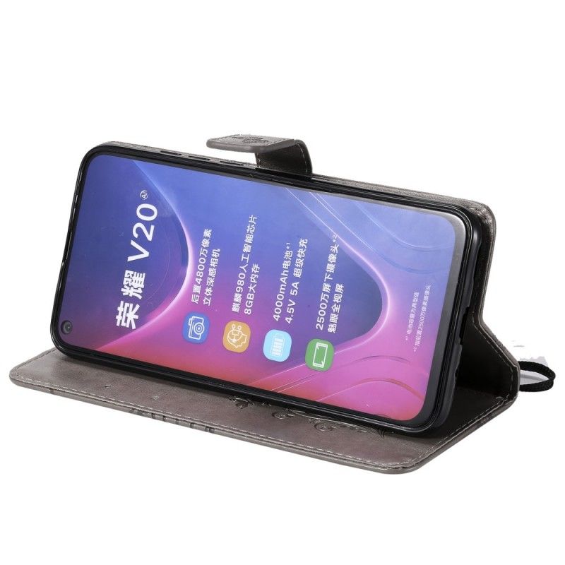 Leren Hoesje voor Honor View 20 Lichtpaars Reuze String Vlinders