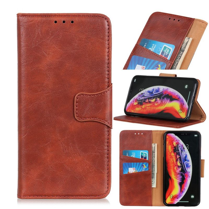 Cover Folio-hoesje Sony Xperia 5 Rood Zwart Telefoonhoesje Mat Gespleten Nappaleer