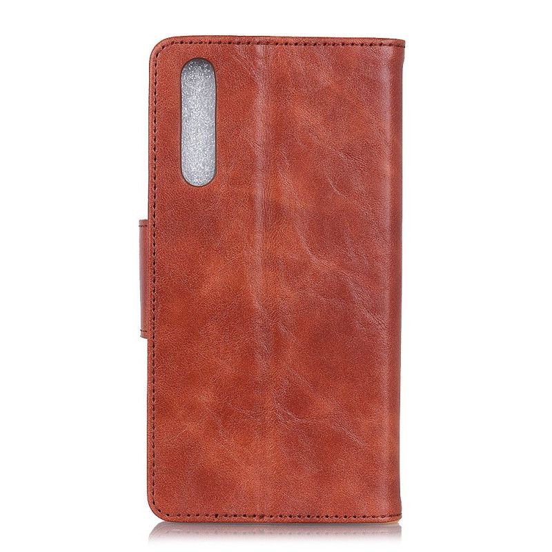 Cover Folio-hoesje Sony Xperia 5 Rood Zwart Telefoonhoesje Mat Gespleten Nappaleer