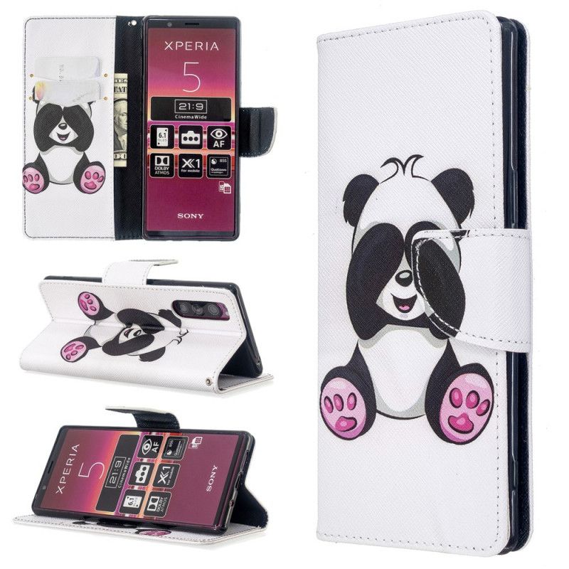 Leren Hoesje Sony Xperia 5 Leuke Panda