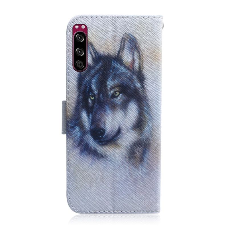 Leren Hoesje Sony Xperia 5 Telefoonhoesje Honden Blik