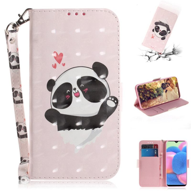 Leren Hoesje voor Sony Xperia 5 Panda Love Met String