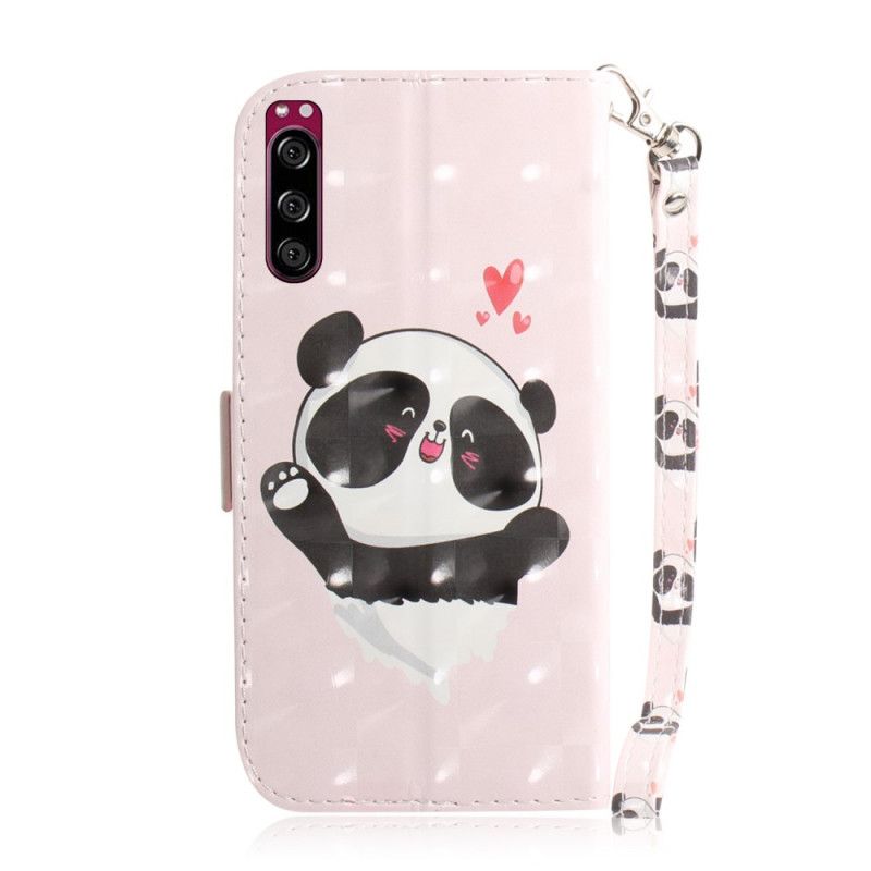 Leren Hoesje voor Sony Xperia 5 Panda Love Met String