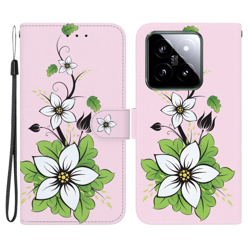 Leren Hoesje Voor Xiaomi 14 Lelie In Riem