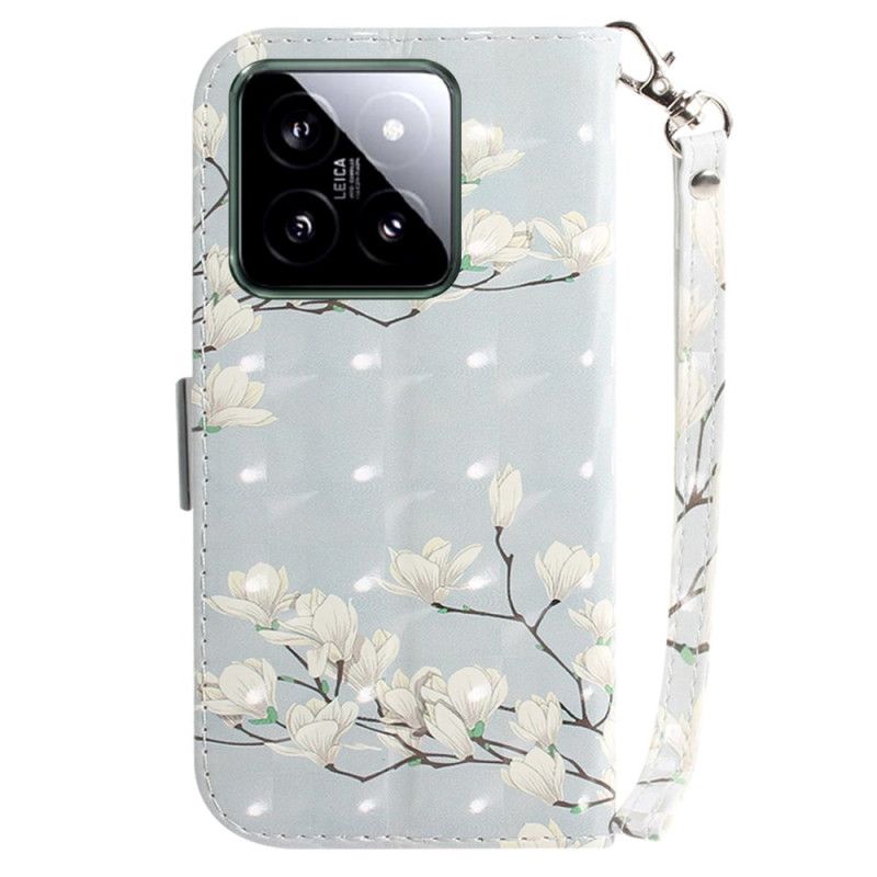 Leren Hoesje Voor Xiaomi 14 Magnolia Met Riem