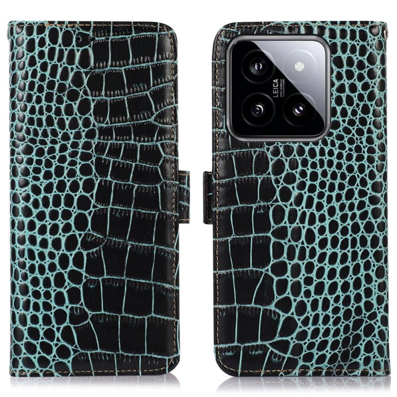 Leren Hoesje Xiaomi 14 Met Crocodile Rfid-blokkering