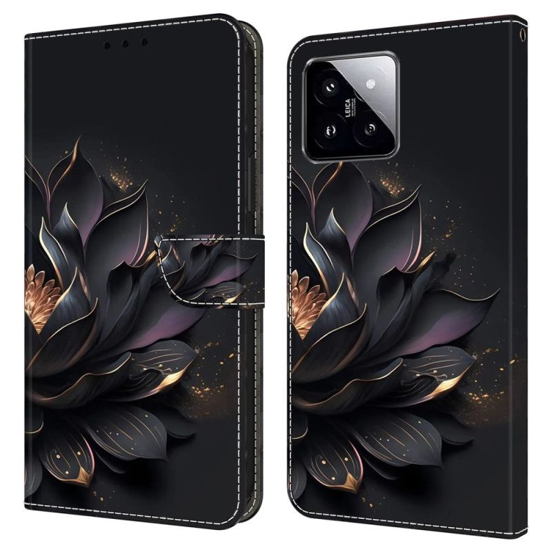 Leren Hoesje Xiaomi 14 Paarse Lotus Bescherming Hoesje