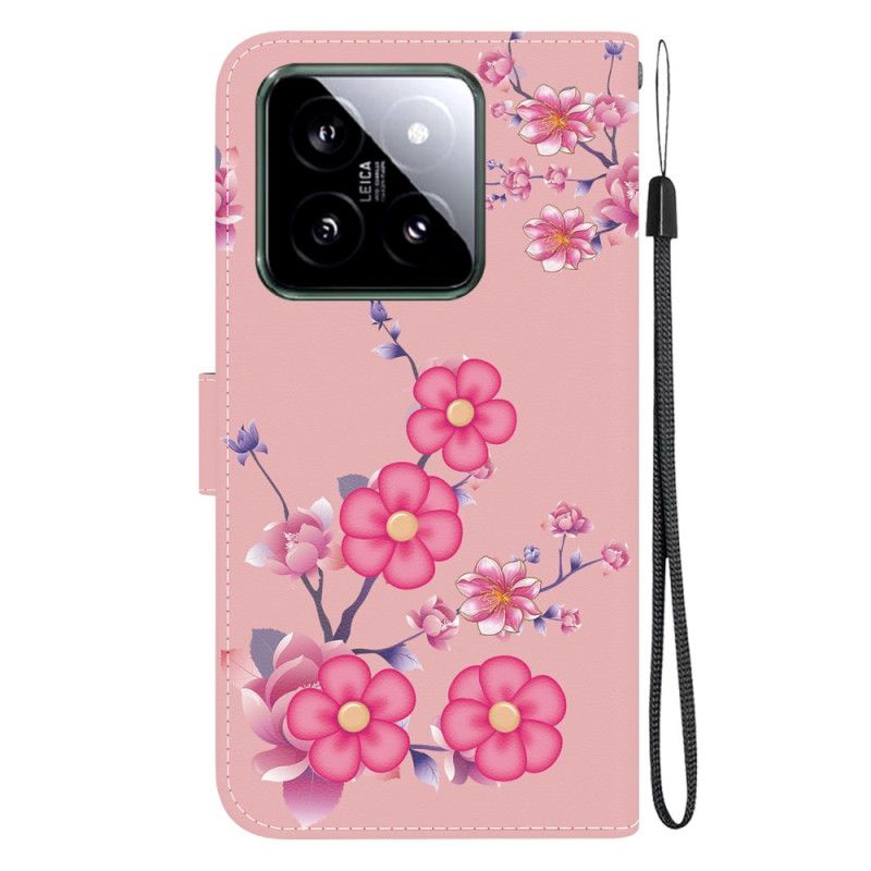 Leren Hoesje Xiaomi 14 Sakura-band Bescherming Hoesje