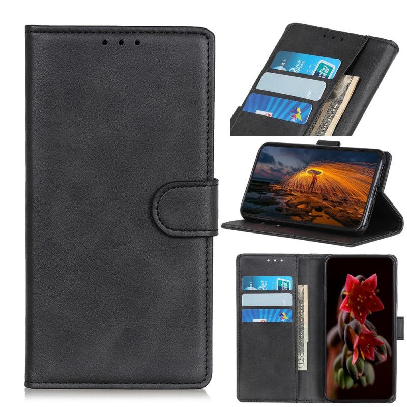 Flip Case Leren Samsung Galaxy Note 10 Lite Zwart Retro Mat Leereffect