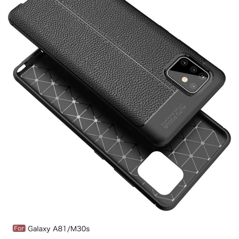 Hoesje Samsung Galaxy Note 10 Lite Rood Zwart Dubbellijns Lychee Leereffect