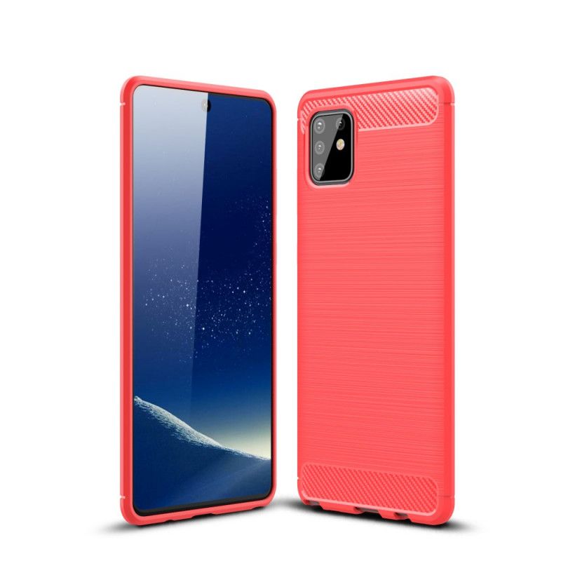 Hoesje Samsung Galaxy Note 10 Lite Rood Zwart Geborsteld Koolstofvezel