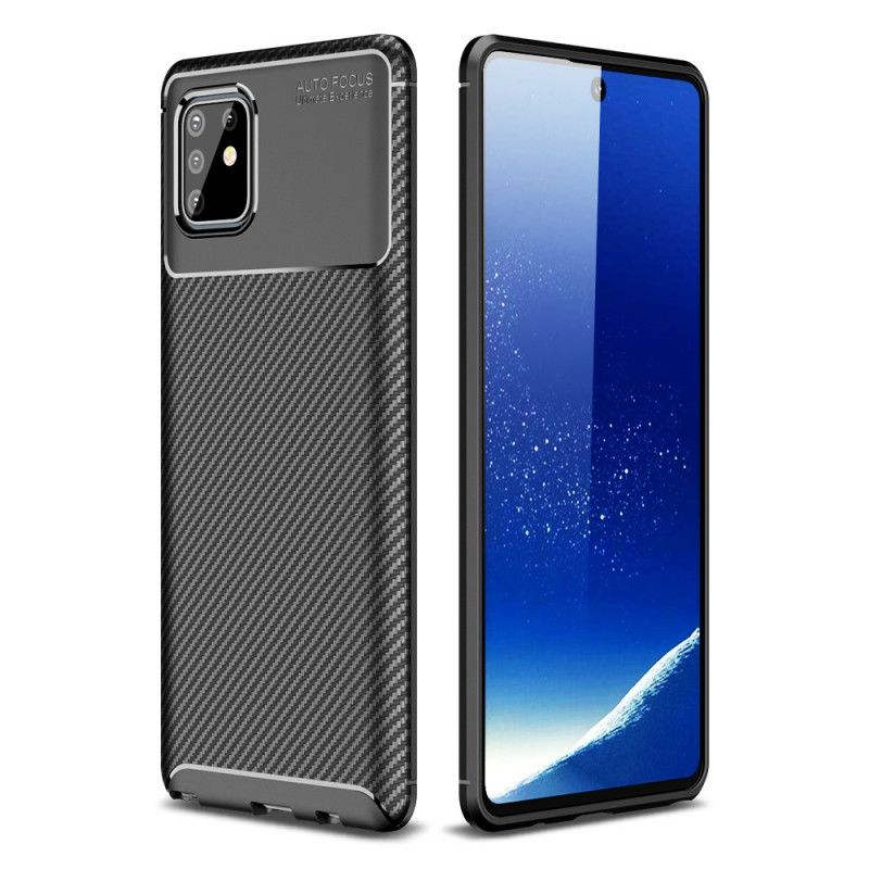 Hoesje voor Samsung Galaxy Note 10 Lite Donkerblauw Zwart Flexibele Koolstofvezeltextuur
