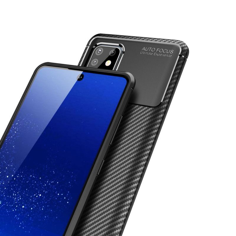 Hoesje voor Samsung Galaxy Note 10 Lite Donkerblauw Zwart Flexibele Koolstofvezeltextuur