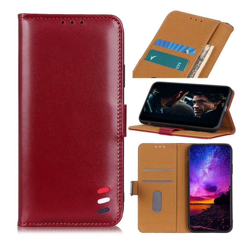 Leren Hoesje voor Samsung Galaxy Note 10 Lite Rood Zwart Driekleurig Leereffect