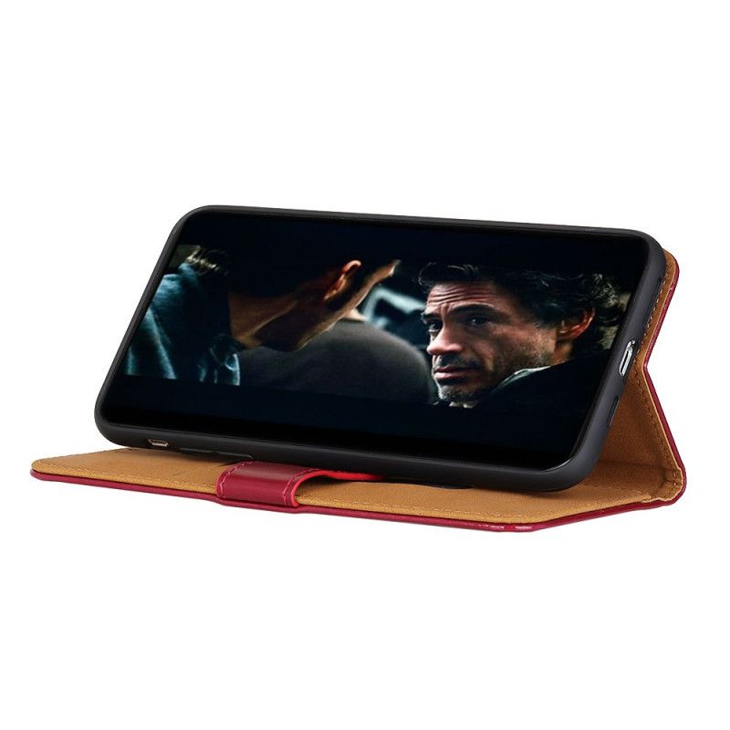 Leren Hoesje voor Samsung Galaxy Note 10 Lite Rood Zwart Driekleurig Leereffect