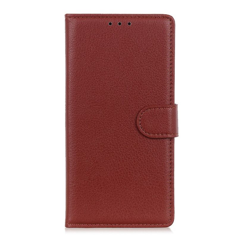 Leren Hoesje voor Samsung Galaxy Note 10 Lite Wit Zwart Lychee Kunstleer