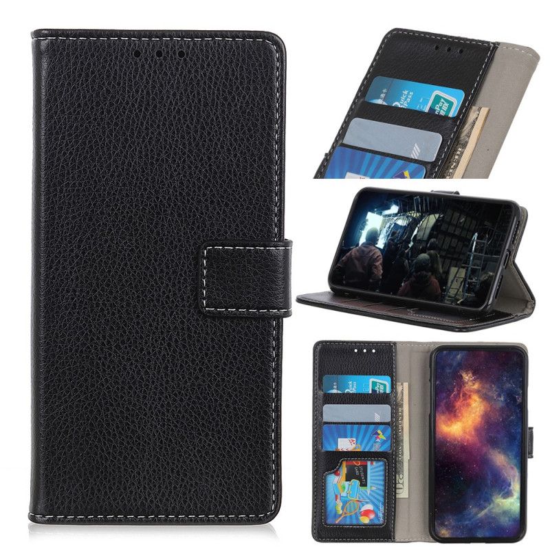 Leren Hoesje voor Samsung Galaxy Note 10 Lite Wit Zwart Retro Imitatieleren Stiksels