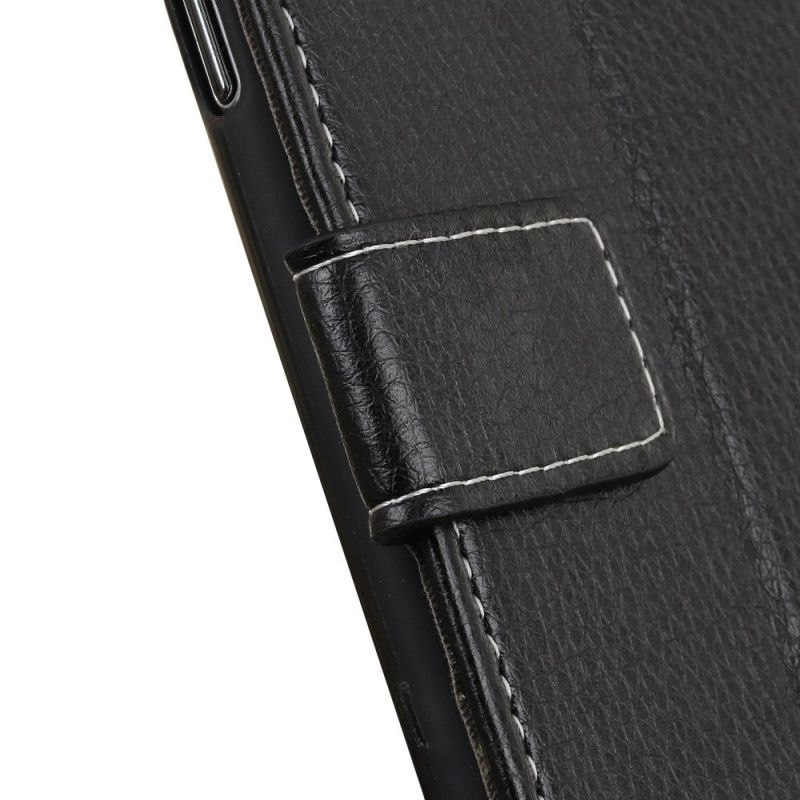 Leren Hoesje voor Samsung Galaxy Note 10 Lite Wit Zwart Retro Imitatieleren Stiksels