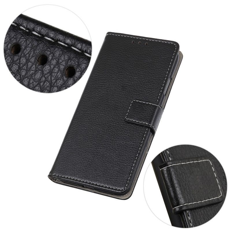 Leren Hoesje voor Samsung Galaxy Note 10 Lite Wit Zwart Retro Imitatieleren Stiksels