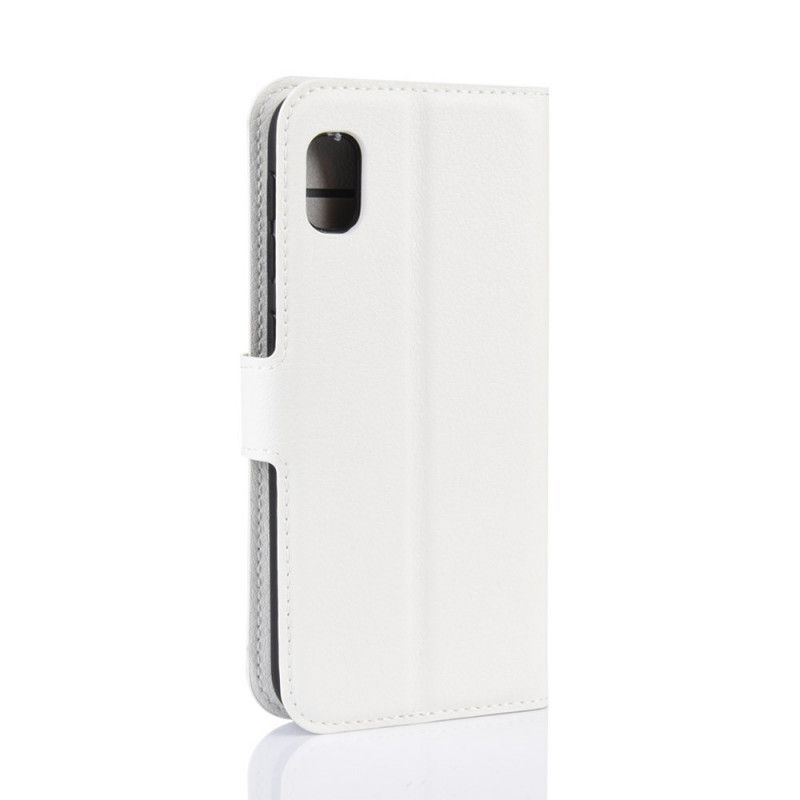 Flip Case Leren Samsung Galaxy A10e Wit Zwart Klassiek