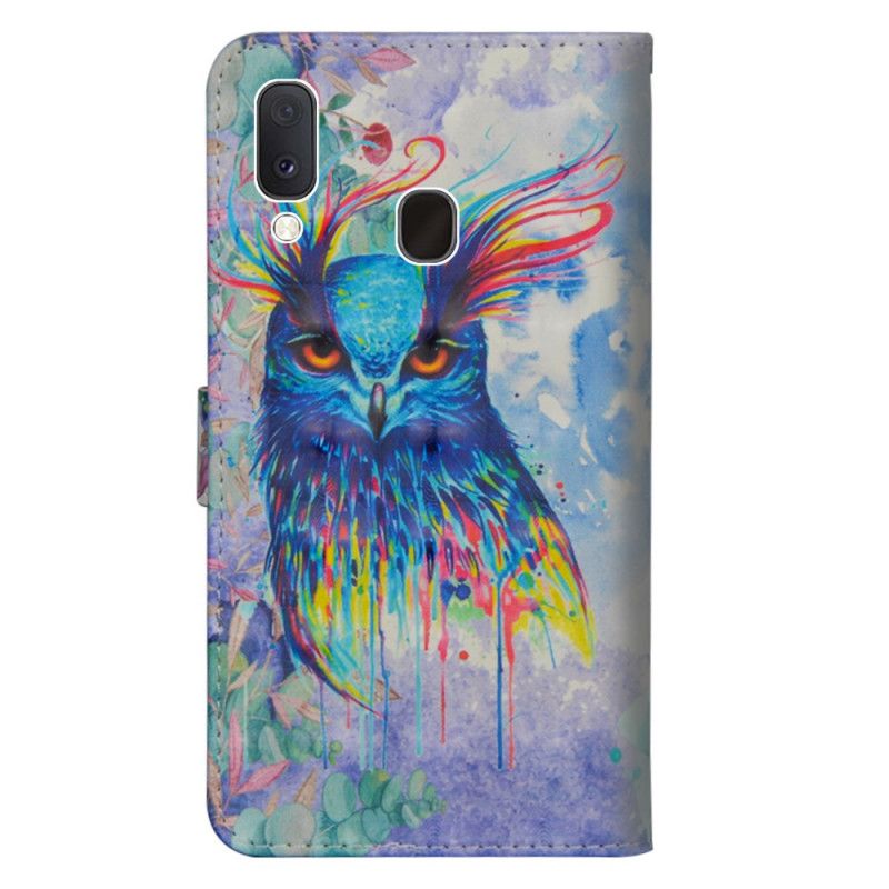 Leren Hoesje Samsung Galaxy A10e Aquarel Vogel