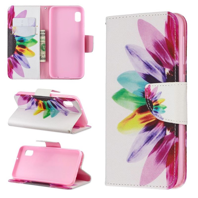 Leren Hoesje Samsung Galaxy A10e Telefoonhoesje Aquarelbloem