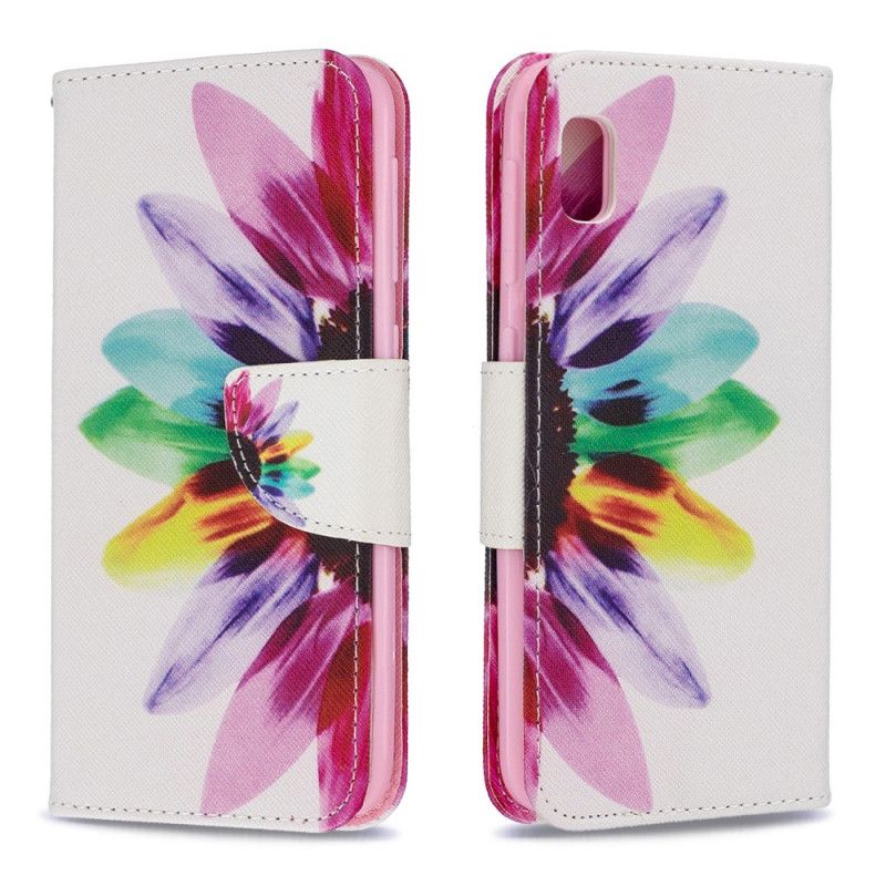 Leren Hoesje Samsung Galaxy A10e Telefoonhoesje Aquarelbloem