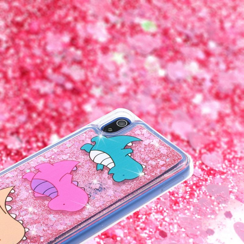 Case Hoesje Xiaomi Redmi 7A Telefoonhoesje Leuke Glitterdinosaurussen