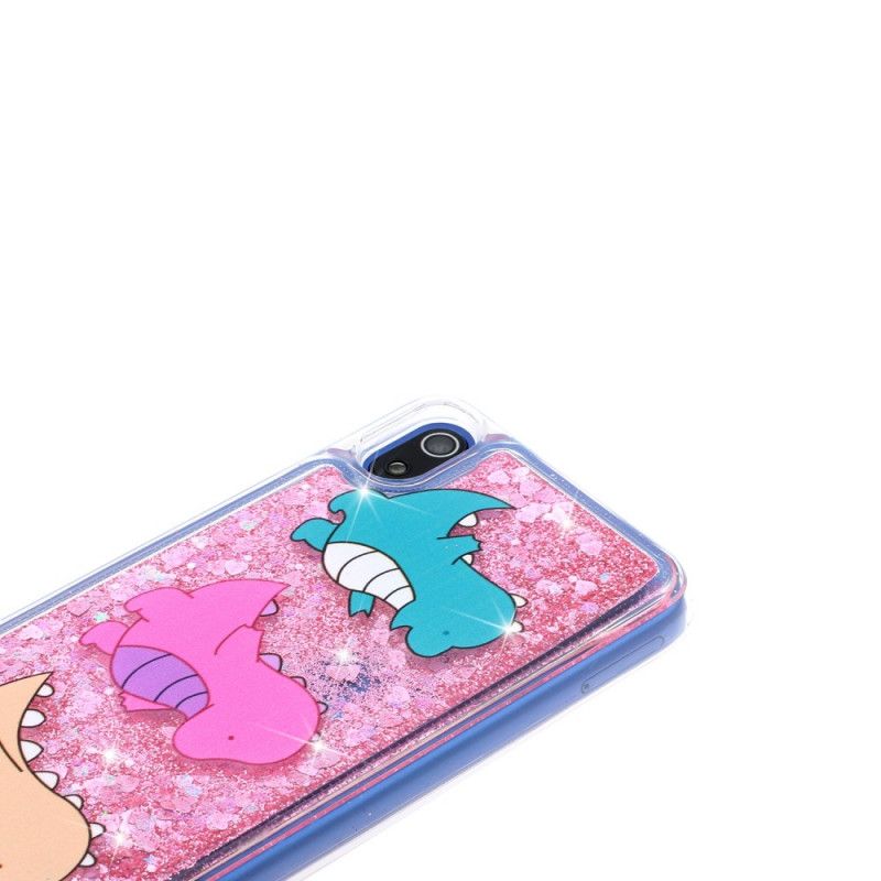 Case Hoesje Xiaomi Redmi 7A Telefoonhoesje Leuke Glitterdinosaurussen