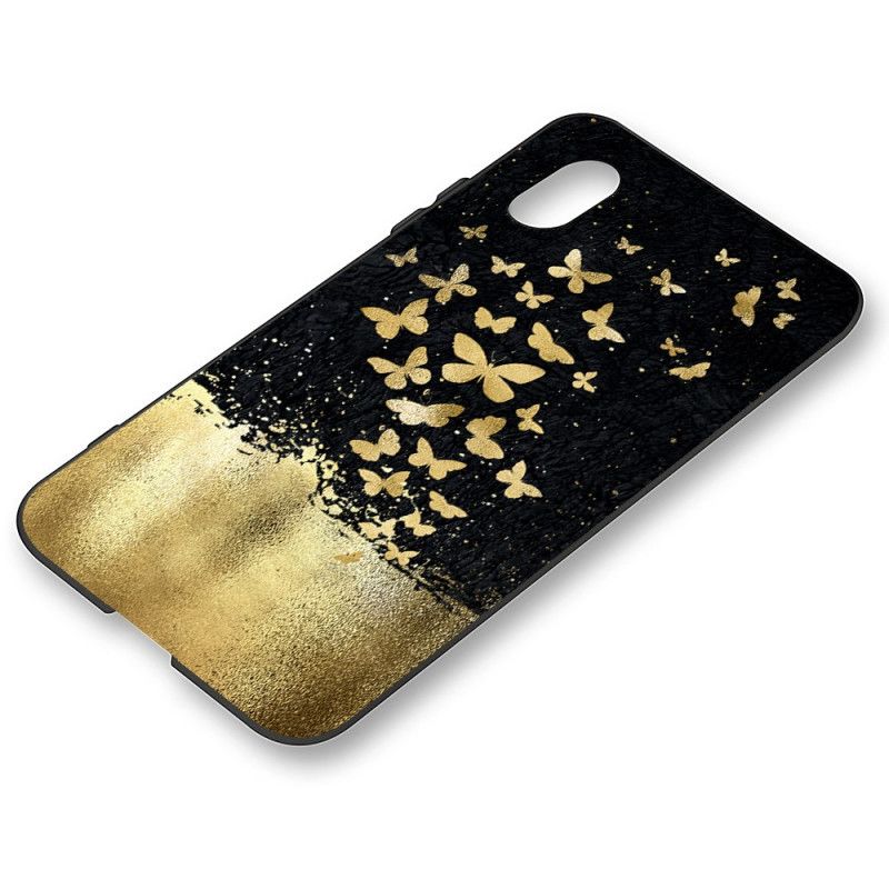 Cover Hoesje Xiaomi Redmi 7A Telefoonhoesje Flexibele Siliconen Gouden Vlinders