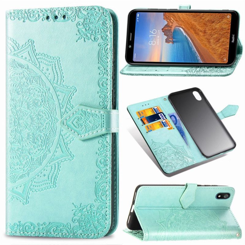 Flip Case Leren Xiaomi Redmi 7A Grijs Zwart Zon Mandala