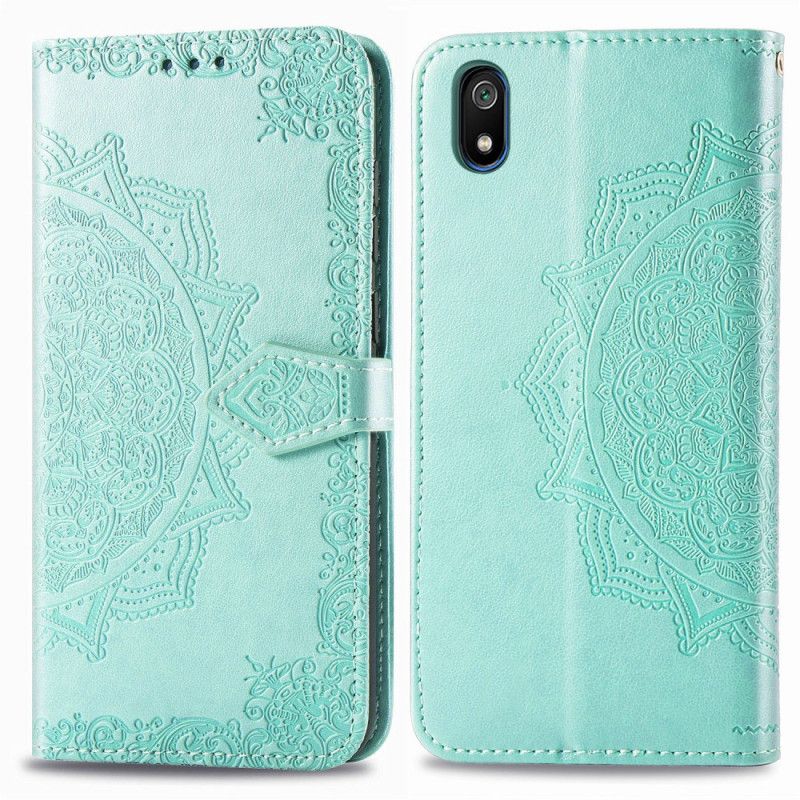 Flip Case Leren Xiaomi Redmi 7A Grijs Zwart Zon Mandala