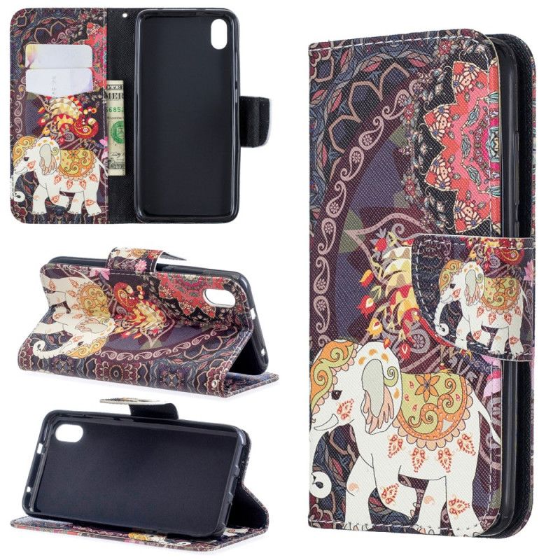 Flip Case Leren Xiaomi Redmi 7A Indische Olifanten