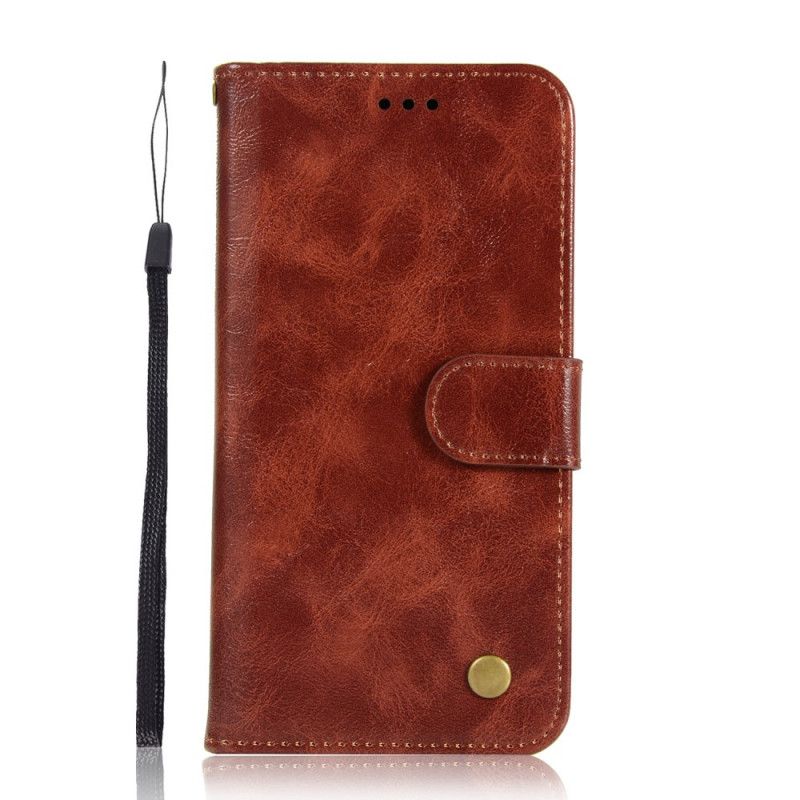 Leren Hoesje voor Xiaomi Redmi 7A Rood Zwart Vintage Leereffect Met Riem