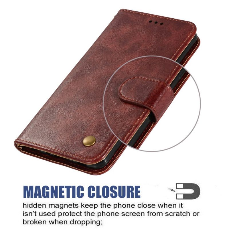 Leren Hoesje voor Xiaomi Redmi 7A Rood Zwart Vintage Leereffect Met Riem