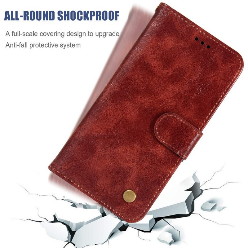 Leren Hoesje voor Xiaomi Redmi 7A Rood Zwart Vintage Leereffect Met Riem