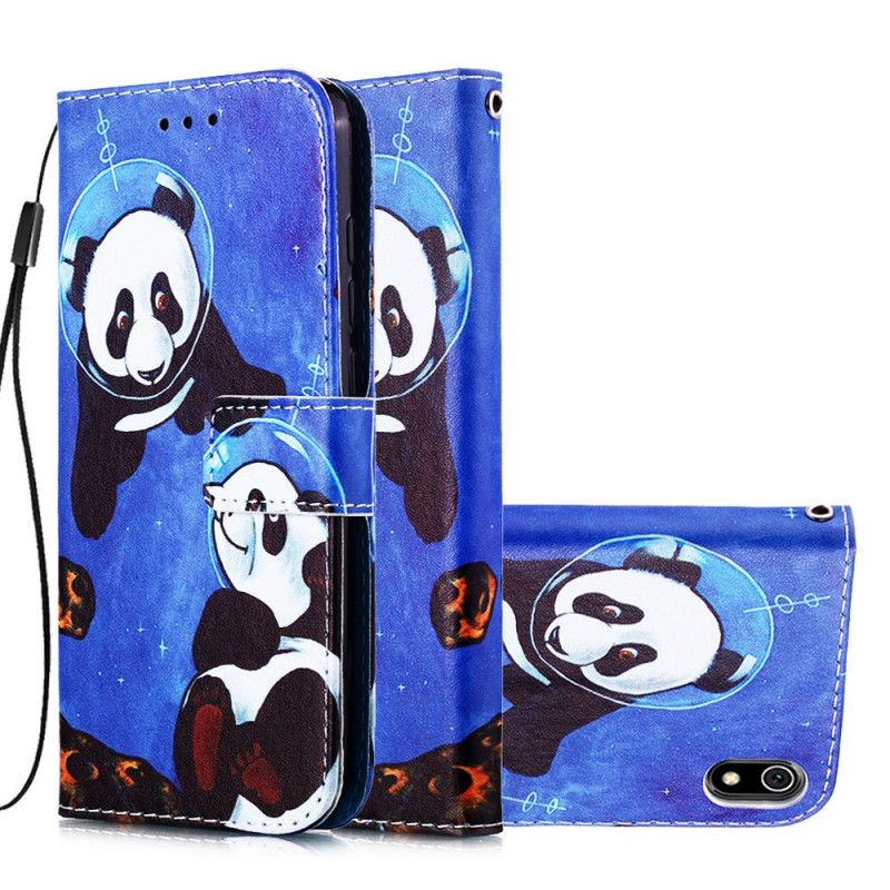 Leren Hoesje Xiaomi Redmi 7A Panda'S Kosmonauten Met String