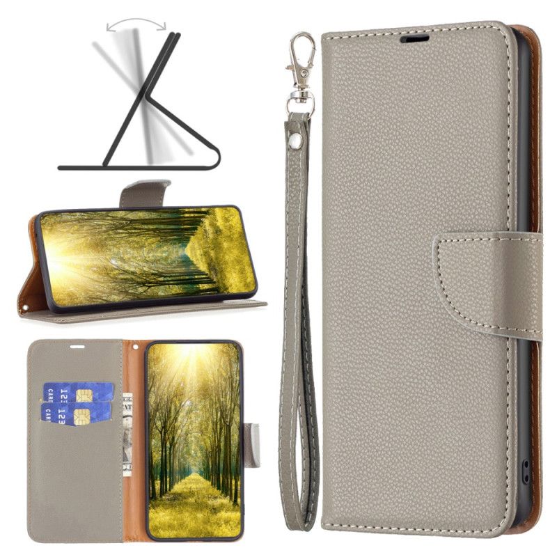 Flip Case Leren Xiaomi Redmi Note 13 Pro 5g Litchi Kunstleer Met Riem