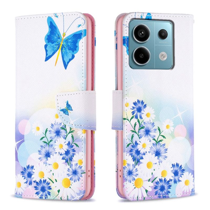 Flip Case Leren Xiaomi Redmi Note 13 Pro 5g Vlinder En Bloemen