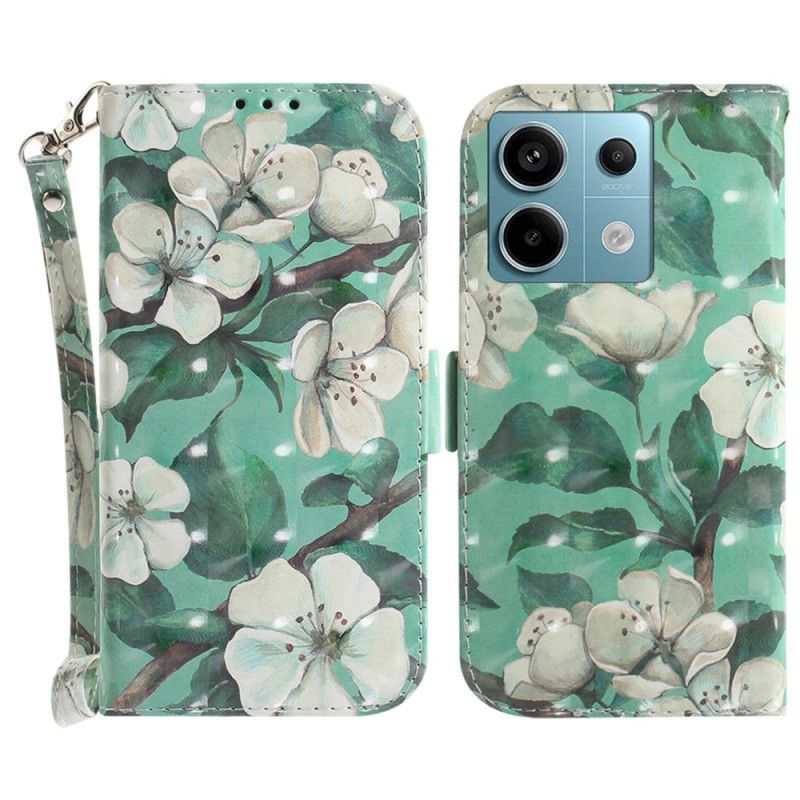 Folio-hoesje Xiaomi Redmi Note 13 Pro 5g Telefoonhoesje Aquarelbloemen Met Riem