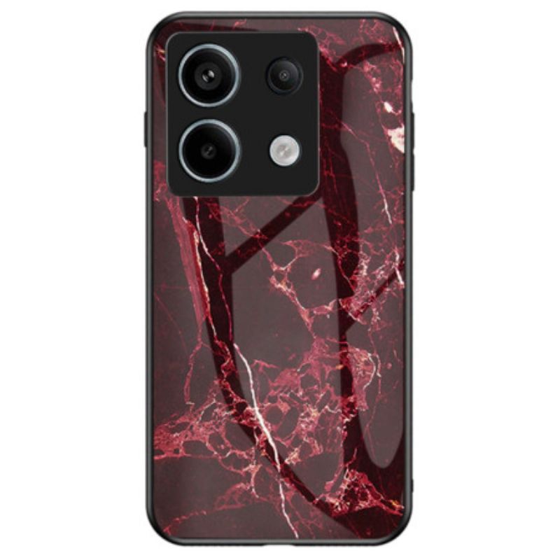 Hoesje Voor Xiaomi Redmi Note 13 Pro 5g Rood Marmer Gehard Glas