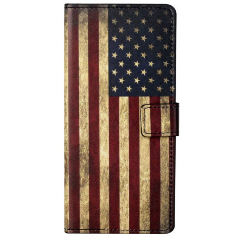 Leren Hoesje Voor Xiaomi Redmi Note 13 Pro 5g Vintage Amerikaanse Vlag