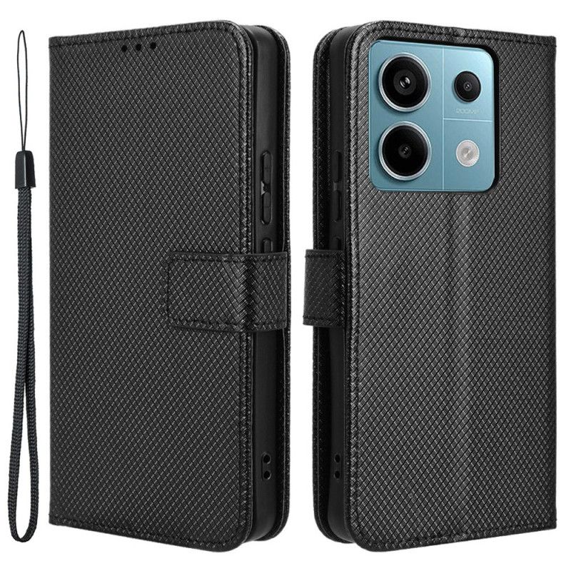 Leren Hoesje Xiaomi Redmi Note 13 Pro 5g Gestippelde Band Bescherming Hoesje